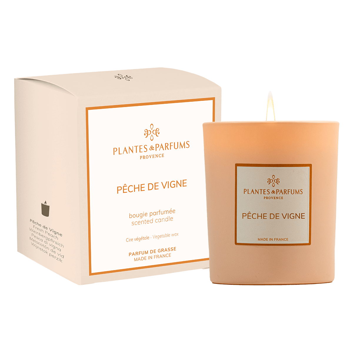 Bougie Parfumée Pêche de Vigne 180g avec étui