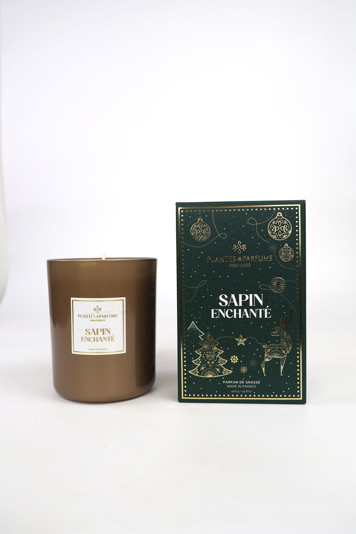 Bougie végétale parfumée Sapin Enchanté 420g grand format Plantes & Parfums de Provence