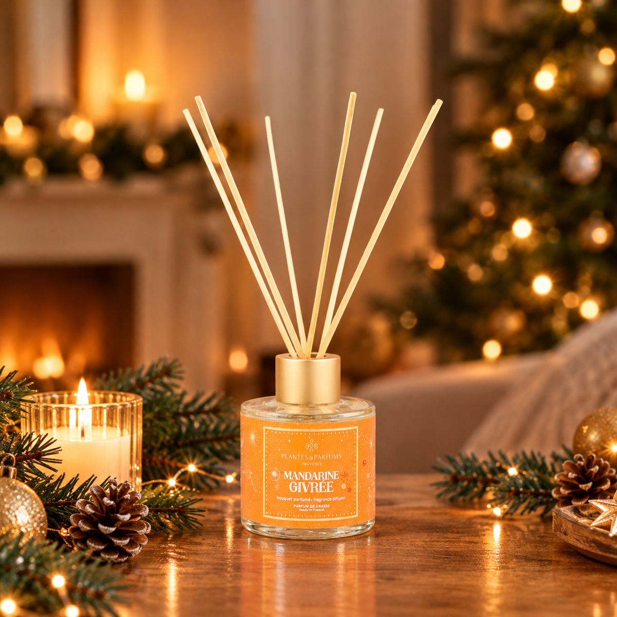 Bouquet Parfumé 100ml Mandarine Givrée dans une ambiance de Noël