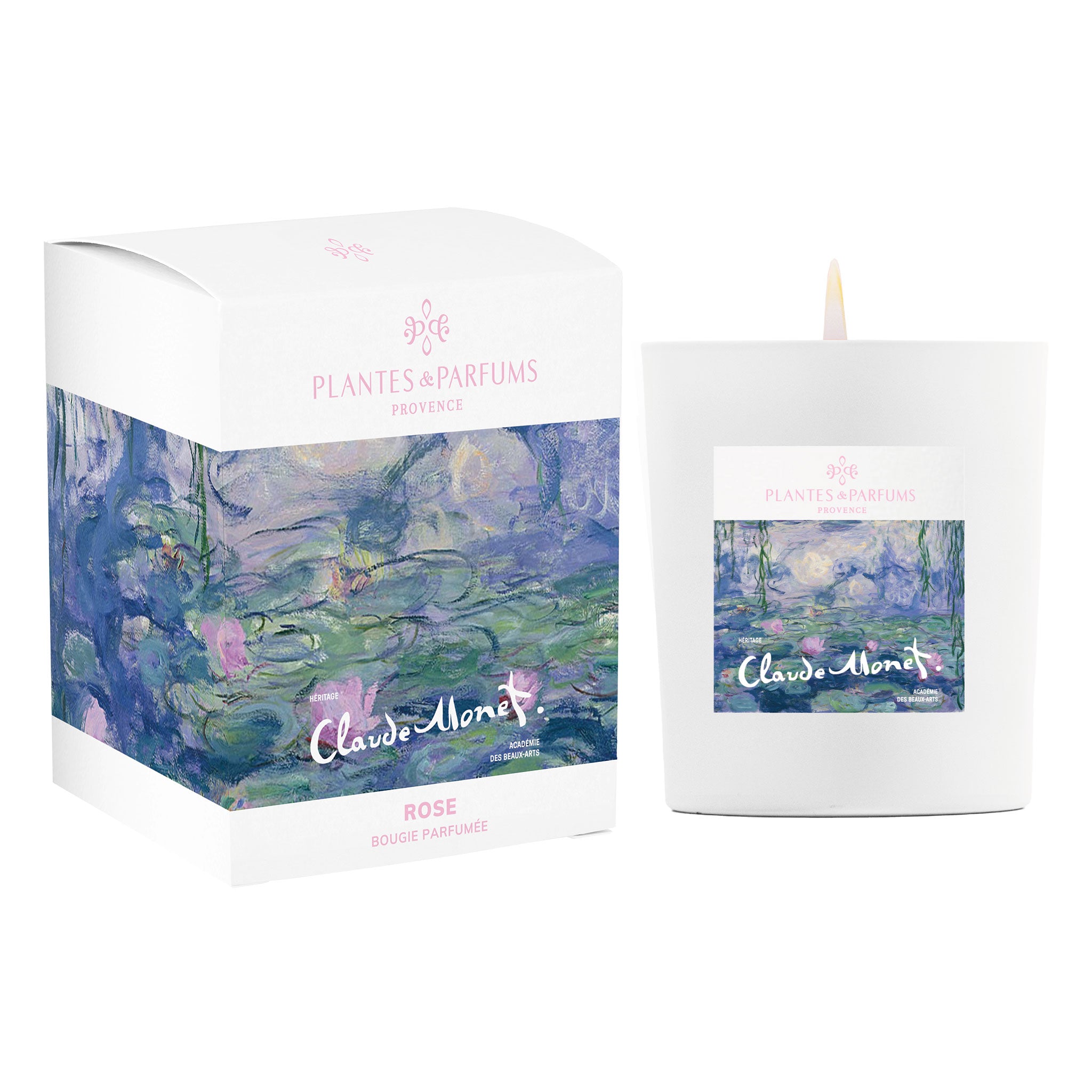 Bougie parfumée Rose 180g – Collection Claude Monet