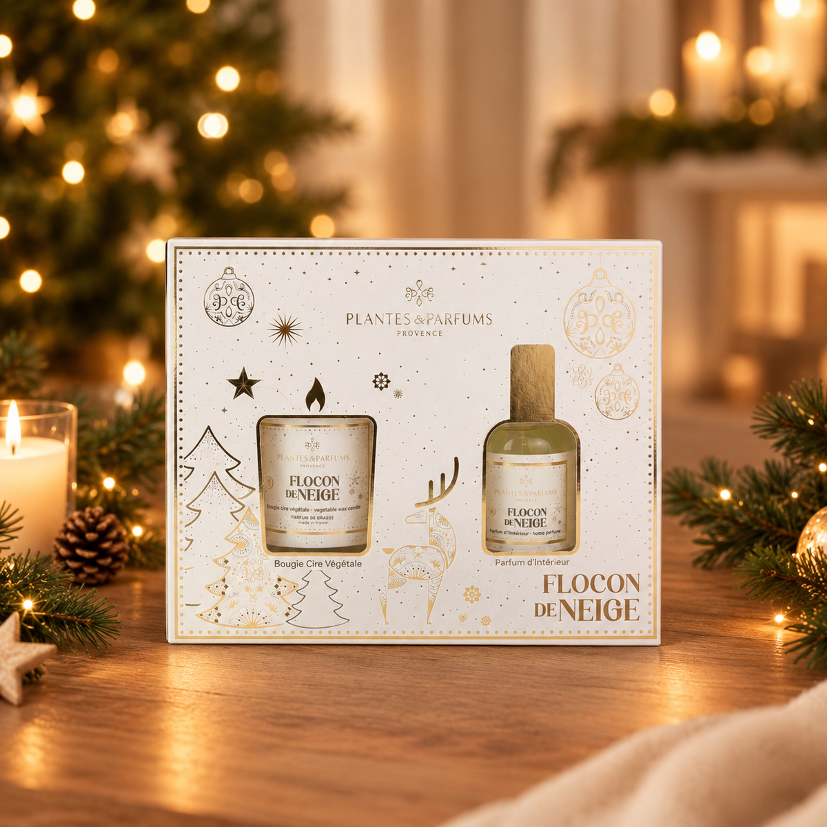Coffret Senteurs d’Intérieur Flocon de Neige – Bougie 75g & Parfum d’Intérieur 50ml