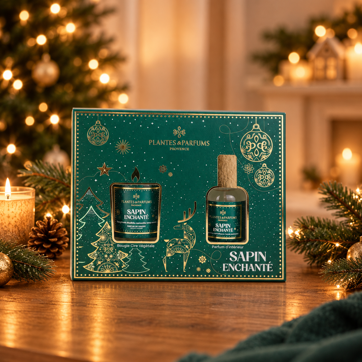 Coffret Senteurs d’Intérieur Sapin Enchanté – Bougie 75g & Parfum d’Intérieur 50ml