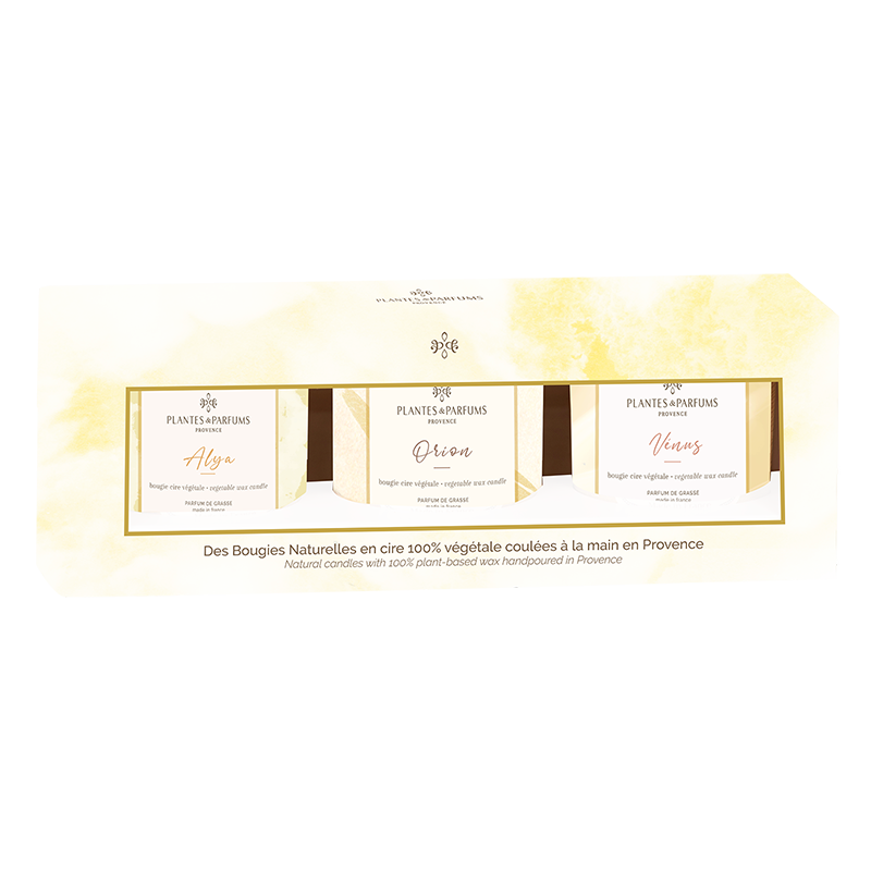 Coffret 3 Bougies 75g : Orion, Alya, Vénus